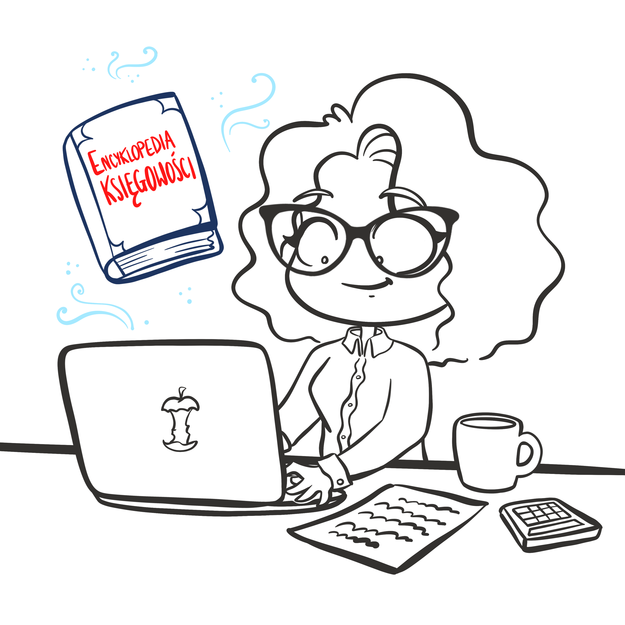 Redpop Helpdesk - pogotowie księgowe. Ilustracja Redpop Helpdesk: księgowa siedzi przy biurku z laptopem Redpop, telefon dzwoni, symbol wsparcia księgowego.    